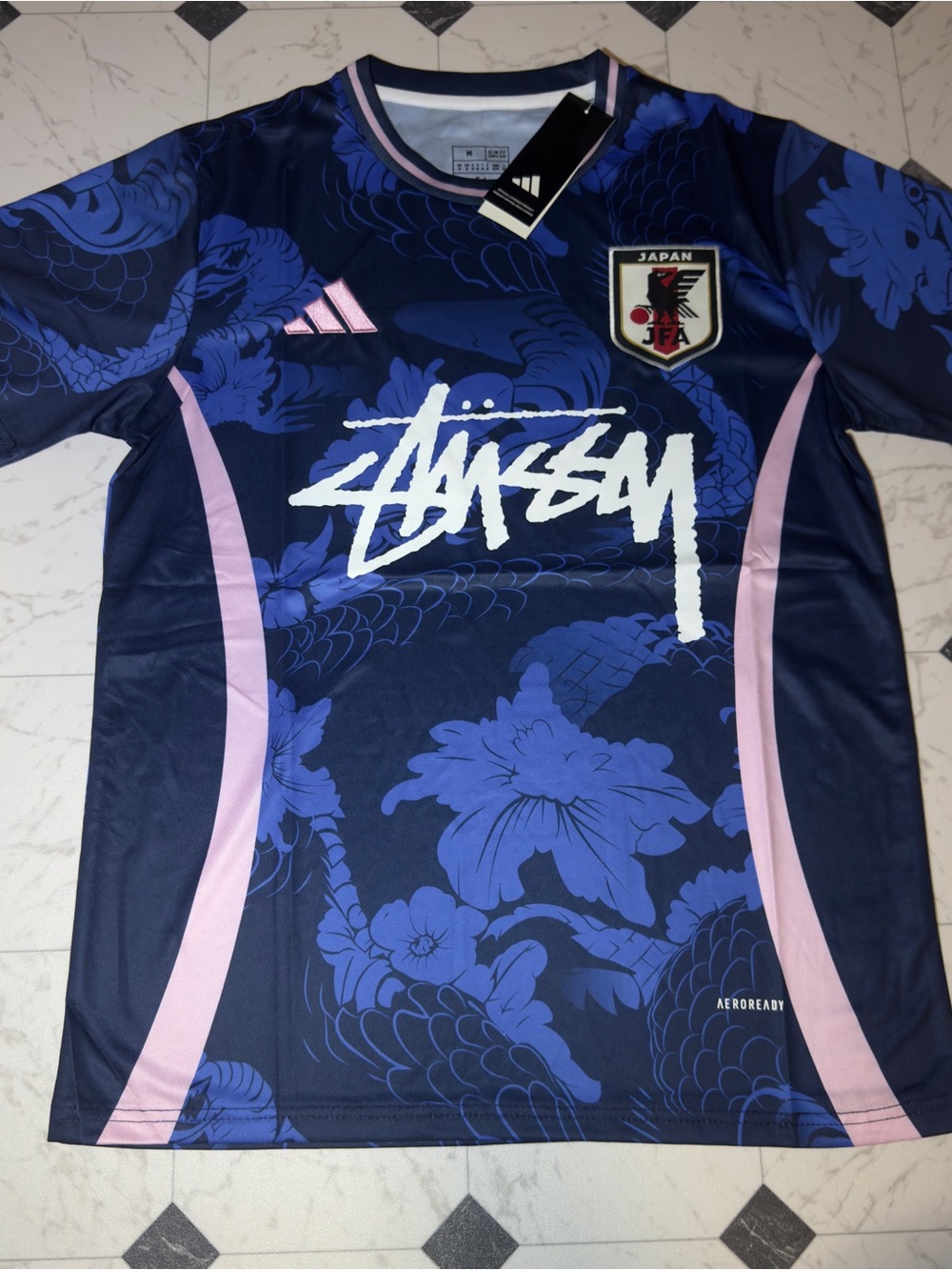 Adidas Stüssy Japan Jersey Navy Blue Floral Size M NWT